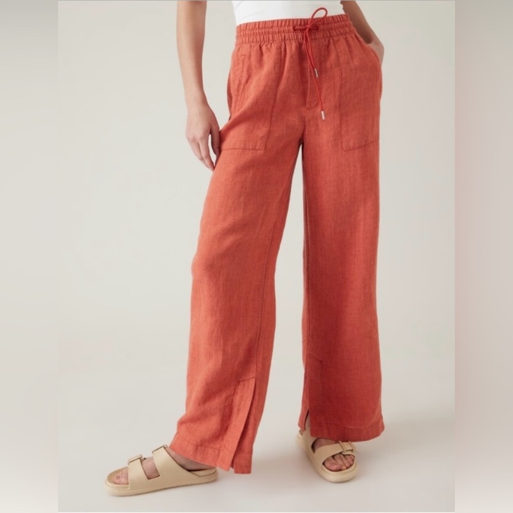 Athleta Retreat linen pants Size 12. Color is Persimmon